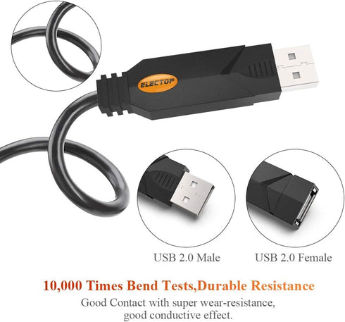 ELECTOP USB Splitter, 2 Ports USB A Hub, Dual Female Y Charging Splitter Cord for iOS & Android Data Sync