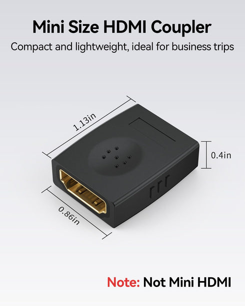 8K HDMI Coupler 2 Pack, HDMI 2.1 Female to Female Adapter, Supports 8K@60Hz 4K@120Hz for HDTV and More