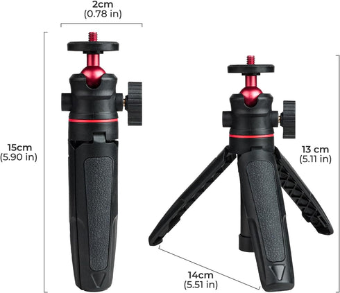 Wurkkos 360 1/4" CL01 HD02 DL08 Mini Telescopic Tripod, Handheld Stand with Flexible Ball Head and Screw for Camping