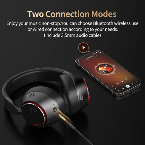 Hybrid Active Noise Cancelling Headphones with Microphone, HiFi Stereo Over-Ear Headphones, Deep Bass