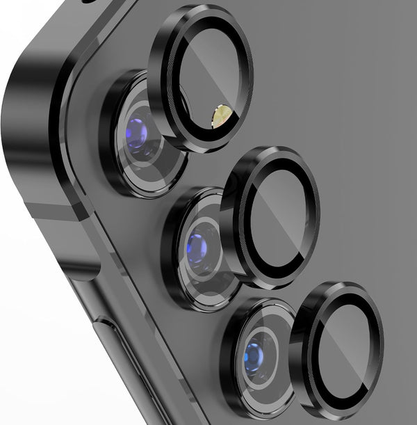 YWXTW Camera Lens Protector for Samsung Galaxy A55 5G, Tempered Glass Screen Protector with Metal Ring, 1 Set, Black