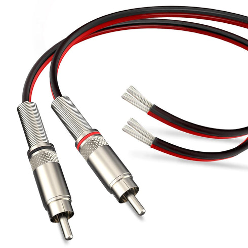 Pixelman 14AWG 1.2ft Red/Black RCA Connector to Speaker Wire, Heavy 14 Gauge Speaker Cable Adapter