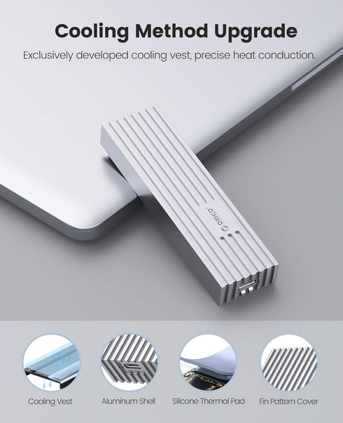 ORICO M.2 NVMe SSD Enclosure to USB-C PCIe Adapter, 10Gbps USB3.2 Gen2 for NVMe M-Key/M+B Key SSD