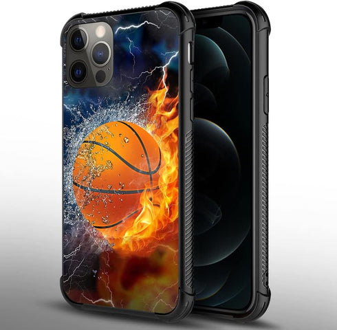 DAIZAG Case Compatible with for iPhone 13 Mini Ice Fire Basketball Phone Case Shockproof Soft TPU Phone Case for Boy Men Gift Case for iPhone 13 Mini