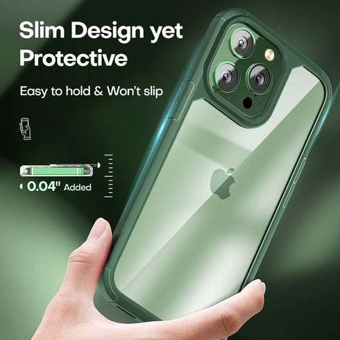 TAURI 3 in 1 Slim Shockproof Case for iPhone 13 Pro Max, Green, Military-Grade Drop Protection, 6.7 inch Lanyard