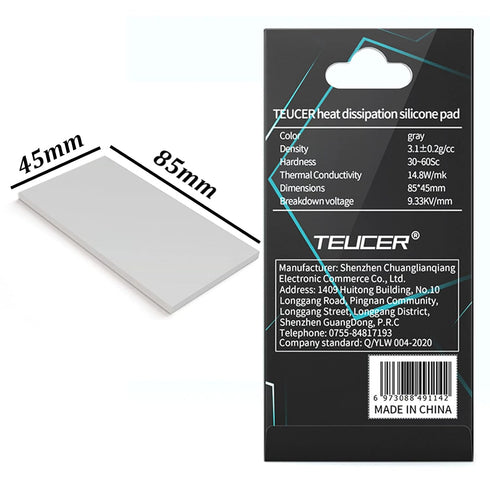 Thermal Pad 14.8 W/mK, 85x45x1mm, Non Conductive Heat Resistance High Temperature Resistance, Silicone Thermal Pads for Laptop Heatsink GPU CPU LED Cooler (1mm)