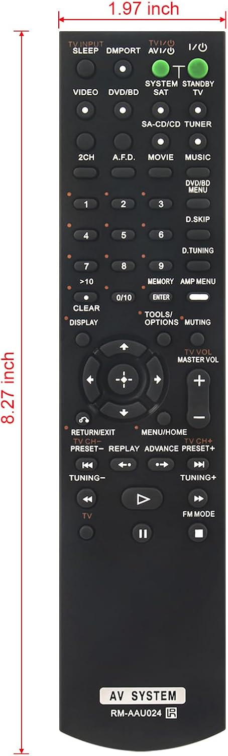 RM-AAU024 Remote for Sony Home Theater AV Receiver, Compatible with STR-KM5000, RM-AAU025, HTSS2300, STR-DG720