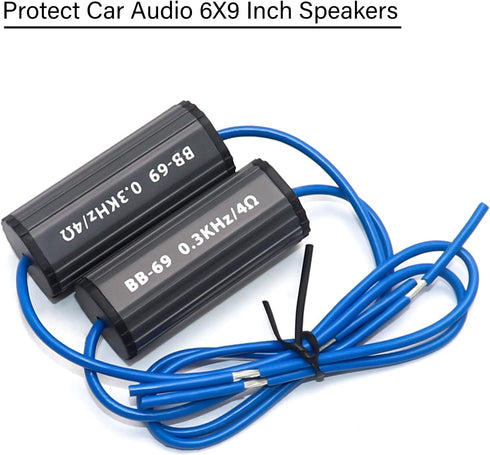 RECOIL BB-69 Bass Blocks Designed to Protect Car Audio 6X9 Inch Speakers, Eliminate Frequencies 0-300Hz at 4Ohms, Pair