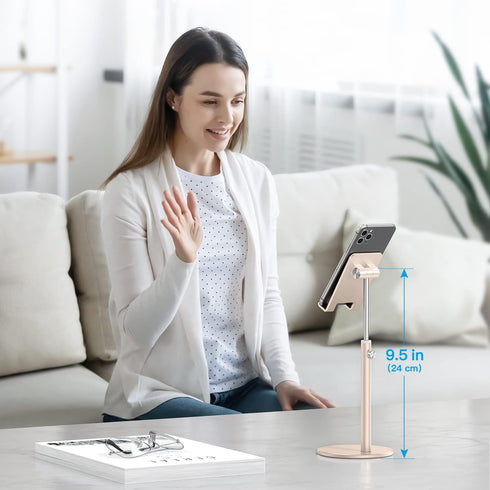 OMOTON Adjustable Angle Height Cell Phone Stand, Aluminum Desktop Holder for iPhone 13/Mini/Pro/Max, All Smartphones