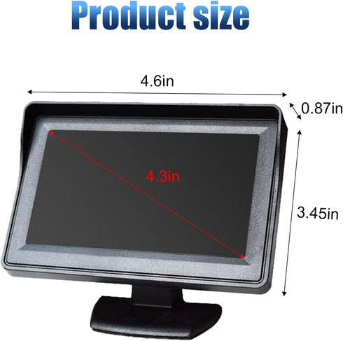 ZIMISI 4.3 Inch 12V TFT LCD Car Color Parking Aid System Monitor Display, DC Car Rearview Reverse Screen, Automotive