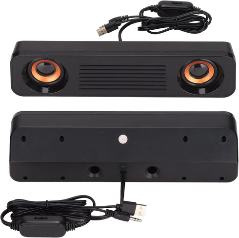 Portable HiFi Sound Wired Computer Sound Bar, USB Powered 3.5mm Audio Jack Speaker for Desktop, Laptops, Phones,