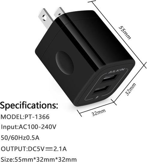 Micro USB Charger, Dual USB Port Wall Block with 6FT Android Fast Charging Cable for Kindle Fire HD 10 8 7 Kids Edition Tablet Paperwhite E-Reader, Samsung J8 J7 Pro S6 S7, Droid Cord AC Power Adapter