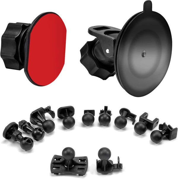 Dash Cam Suction Cup Mount and Glue Adhesive Mount Compatible with Dash Camera/DVR Video, Includes 10+ Joints for