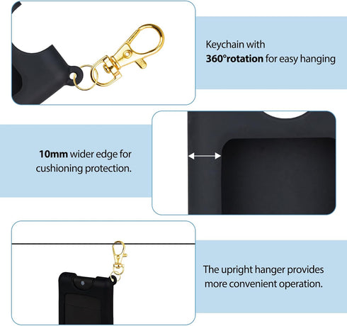 VANEST Silicone Case Compatible with Noshinku Pocket Hand Sanitizer, Protective Case with Keychain for Refillable