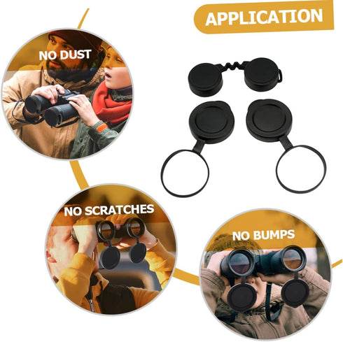 Objective Lens Caps 1 Set Eyepiece Cover Protection for Binocular Lens Caps, Protective for Binoculars Black Rubber