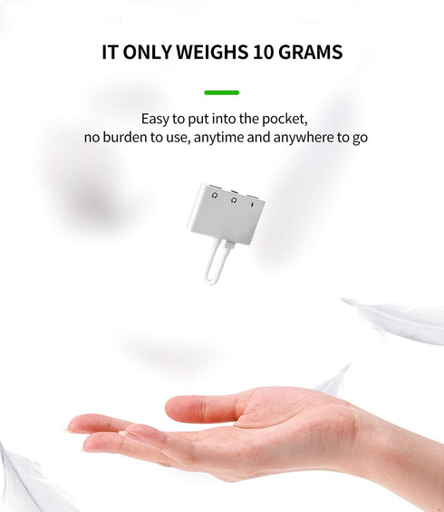 Headphone Adapter Lightning to 3.5mm AUX Jack and Charger Extender Dongle for iPhone 11 12 Mini Pro