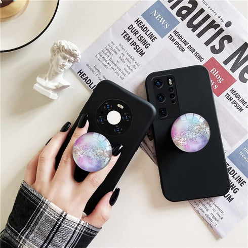 WUYULB Clear Crystal Glitter Collapsible Expanding Moblile Cell Phone Grip Stand Holder for Smartphones and Tablets