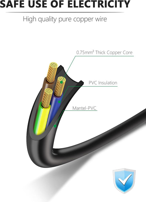 Bicmice 18AWG Power Cord, 6Ft NEMA 5-15P to C13 Power Cable for TV, Computer, Monitor, Printer, Samsung Dell LG