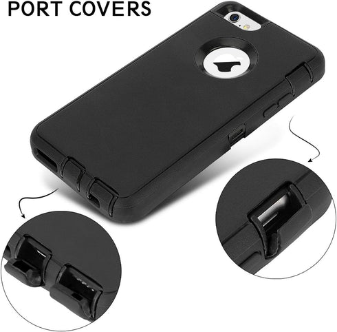 MAXCURY iPhone 6s Plus Case, Heavy Duty Shockproof Full Body Protection, Built-in Screen Protector, Black