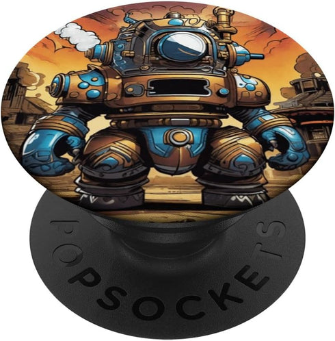 Cartoon Robot Gladiator Arena - Funny Dystopian Sci-Fi Design PopSockets Standard PopGrip