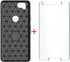 Asuwish Compatible Google Pixel 2 Case, Tempered Glass Screen Protector, Soft Silicone Cover, Carbon Fiber Navy