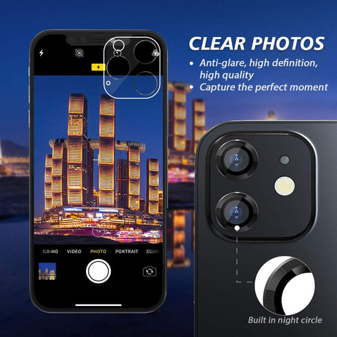 CloudValley Camera Lens Protector for iPhone 12/12 Mini/11 - Tempered Glass Film, 2 Pack with Cleaning Kit