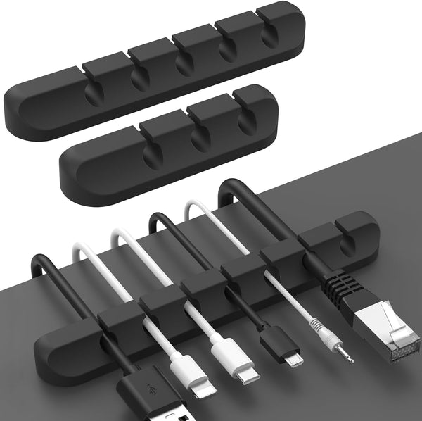 AhaStyle 3 Pack Cable Clips, Self-Adhesive Cord Holders for Desktop Organizing USB and Power Cords