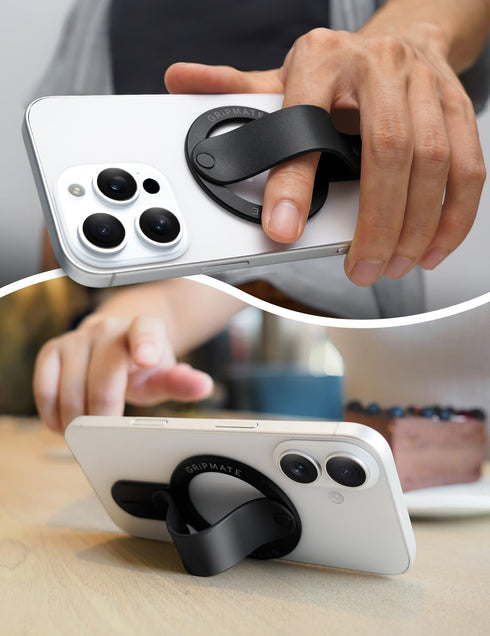 GripMate 17 16/15/14/13/12,Black for MagSafe Phone Grip for iPhone - Magnetic Phone Ring Holder Detachable for iPhone