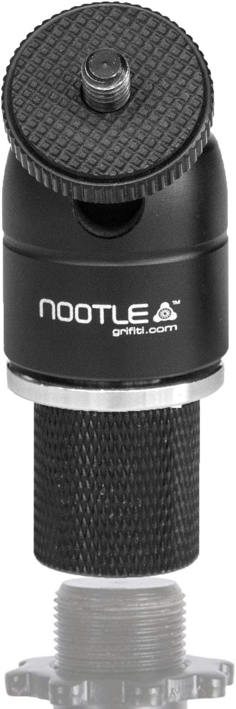 GRIFITI NOOTLE MUSIC MIC STAND ADAPTOR, 5/8” 27 Female to 1/4” 20 Male with Mini Ball Head for Cameras