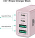 40W USB C Charger Cube, 2-Pack Fast Charging Block, 4-Port QC Wall Plug + PD 3.0 Power Adapter for iPhone, iPad, Samsung