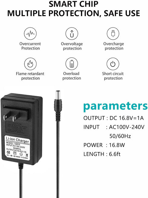 16.8V AC DC Power Supply Adapter Replacement for LifePro Sonic, Sonic Mini, Pro, Fusion X, Massage Gun Charger Cable