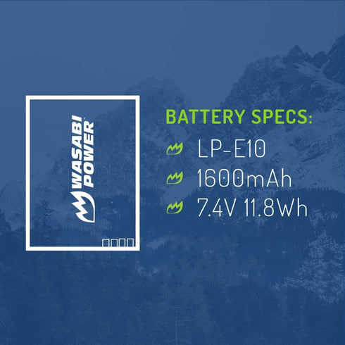 Wasabi Power Battery for Canon LP-E10, EOS Rebel T3, T5, T6, T7, T100, 1100D, 1200D, 1300D, 1500D, 2000D, 3000D, 4000D,