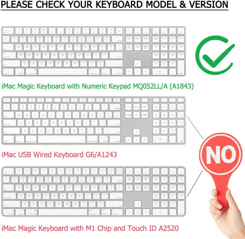 Silicone Keyboard Cover for Apple Magic Keyboard with Numeric Keypad MQ052LL/A (A1843), US Layout, Black
