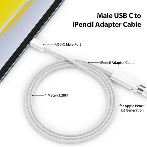 Pencil Charger Adapter for Apple Pencil 1st Generation, USB C to Pencil Adapter for iPad 10, USB-C to Lightning