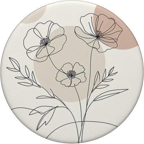 White Cream Beige Boho Chic Minimalist Flower, PopSockets Standard PopGrip