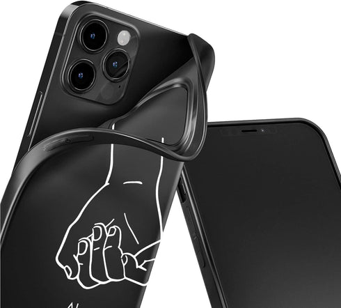 Black Matching Phone Cases for iPhone 14 Pro Max 6.7 inch, Couples Holding Hands Cover, Cute Always and Forever,