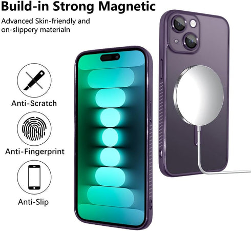 KANGHAR Magnetic Clear Case for iPhone 15 Plus - Anti-Yellowing, Shockproof Slim Cover, Compatible with MagSafe, Deep
