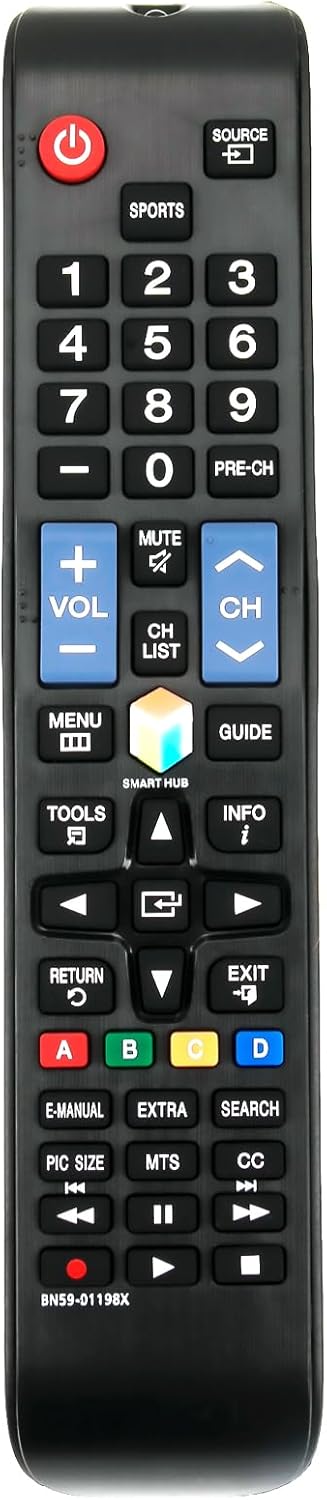 New BN59-01198X Remote for Samsung TV Models: UN32J5500AF, UN32J6300AF, UN40J5500AF, UN40J6300AF, UN40JU6500F,