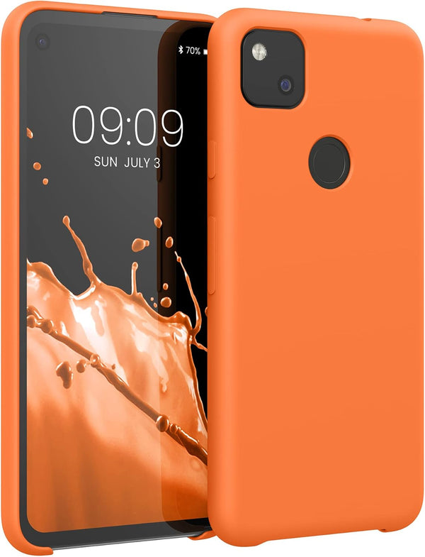 kwmobile Case Compatible with Google Pixel 4a, TPU Silicone Phone Cover with Soft Finish - Fruity Orange