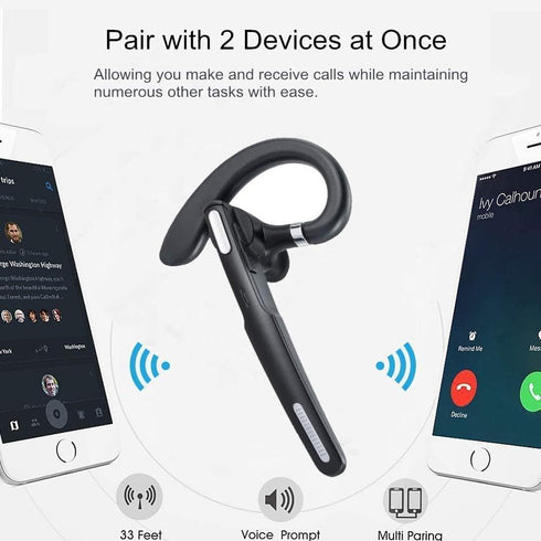 Generic Headset, Headset Bluetooth Bluetooth Earpiece with Noise-Reducing Mic, Wireless Hands-Free for Phone Calls