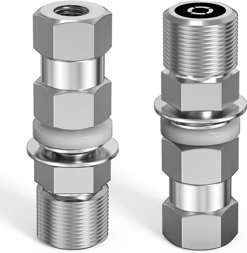 Heavy Duty CB Antenna Stud Mount Adapter - Copper Nickel Plated with SO-239 Connector for 3/8 x 24 Threads