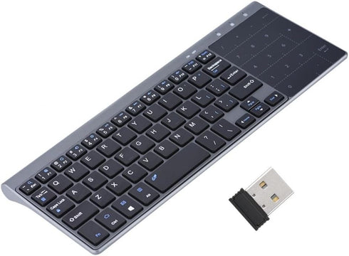 Yoidesu Keyboard with Touchpad, Mini QWERTY Ultra-Thin Keyboard with Receiver, 59 Silent Keys, 1200DPI for PC, Laptop,