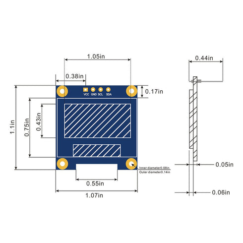 0.96 inch i2c 0.96" 12864 /3.3V-5V 128 64 51 Msp420 Stim32 Dorhea OLED Display Module IIC Serial LCD Screen LED Module