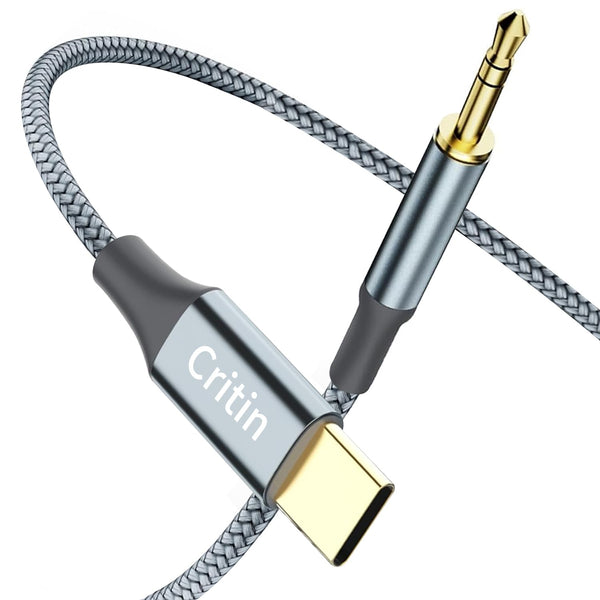Braided USB C to 3.5mm Audio Cable, Type C Adapter for Samsung Galaxy S21, iPad Pro, Huawei & more.
