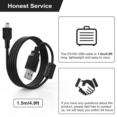 UC-E4 USB Cable for Nikon D40 D40X D50 D60 D70 D70S D80 D90 D100 D200 D300 D300S D610 D700 D3000 D3100 D7000 D1X D1H