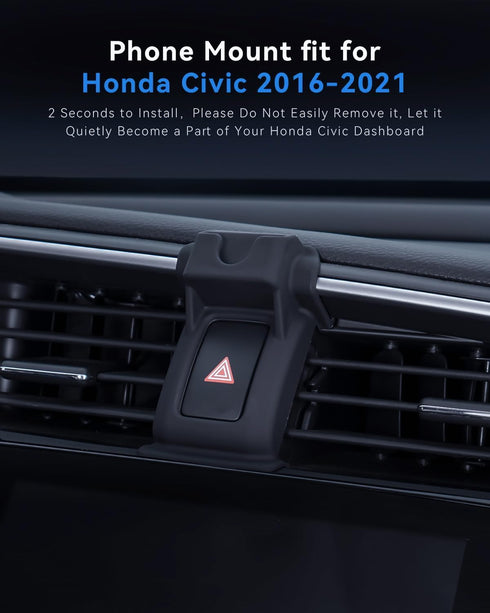 BEHAVE Phone Holder for Honda Civic 2015-2021, 360° Adjustable Car Mount Compatible with iPhone and Android