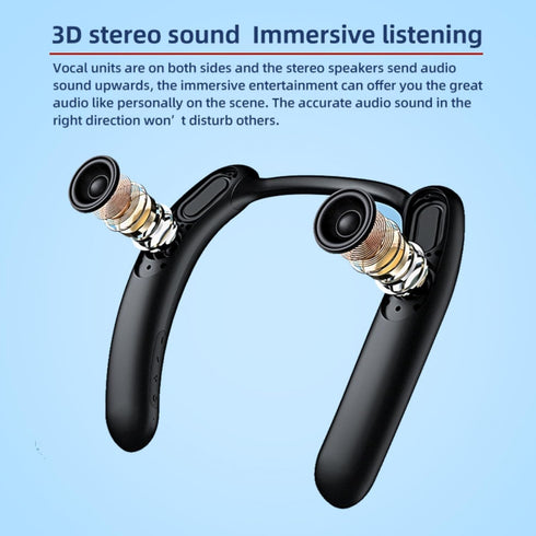 VANPEUSO 5.3 3D 5 oz, Neck Speakers, Bluetooth Neckband Speakers, Stereo Surround Sound, Built-in Mic, Black