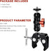 Super Clamp Camera Mount with Double Ball Head Adapter - 360° Rotation, Compatible with Canon Nikon DSLR, Gopro, LED