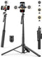 USKEYVISION 70" Multifunctional Phone Tripod for iPhone with Light, Extendable Selfie Stick with