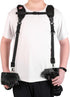 Quick Release Dual Camera Harness with Safety Tether, Adjustable Length for 2 Cameras, DSLR SLR Strap